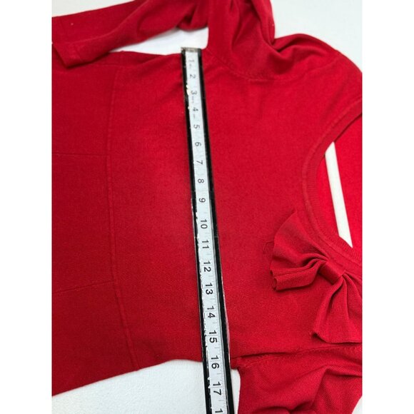 Appraisal Sweater Dress Womens Size L Red Knit Bow Long Sleeve Old Money Work - Picture 11 of 12